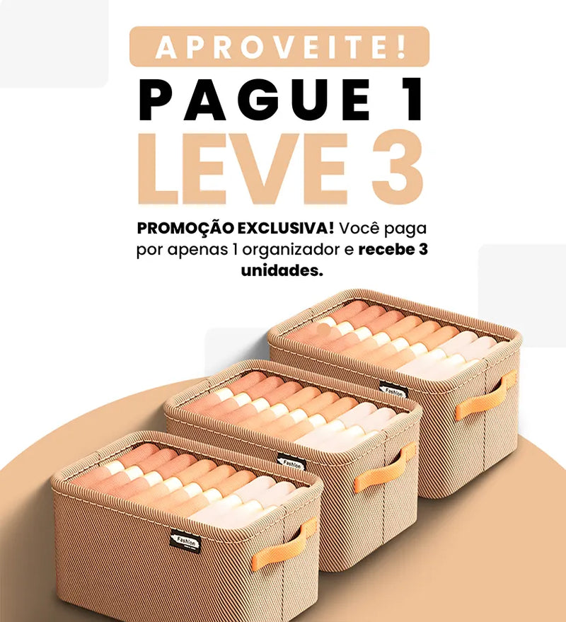 Organizador de Roupas Dobrável - Luxe Box (Pague 1 Leve 3) + Brinde