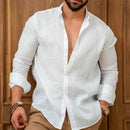 Camisa de Linho Masculina Estilo Clássico