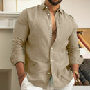 Camisa de Linho Masculina Estilo Clássico