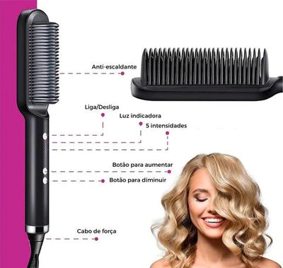 Escova Alisadora Professional Styler - Cabelos Lisos em Menos de 7 Minutos - Luxo Loja